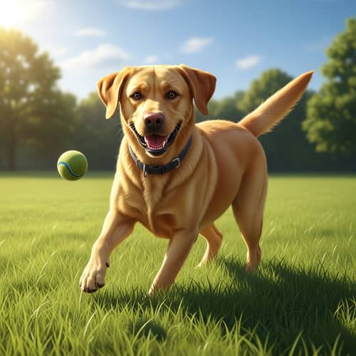 Gorgeous Labrador Retriever Playing in Sunny Field