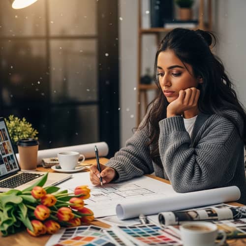 Tulip Bouquet & Dedicated Interior Designer | Asian Woman