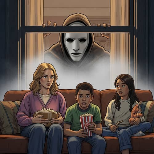 Michael Myers Colored Pencil Drawing in Haunting Night Scene