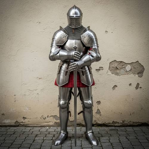 Medieval Plate Armor with Two-Handed Sword