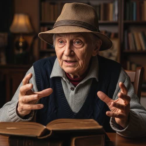 Captivating Stories from Wise Old Man in Vintage Hat