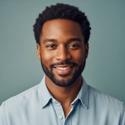 Friendly Black Man Portrait in Casual Attire