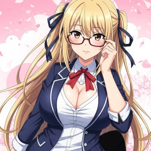 Anime Girl with Glasses - Stylish and Curvy | Illustration