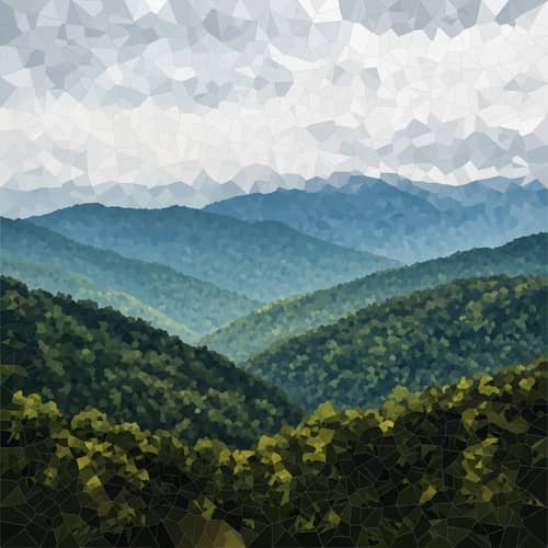 Abstract Mosaic of Smoky Mountains - Geometric Landscape Art