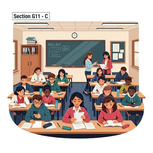 Bustling Classroom G11C with Diverse Students and Engaging Educator