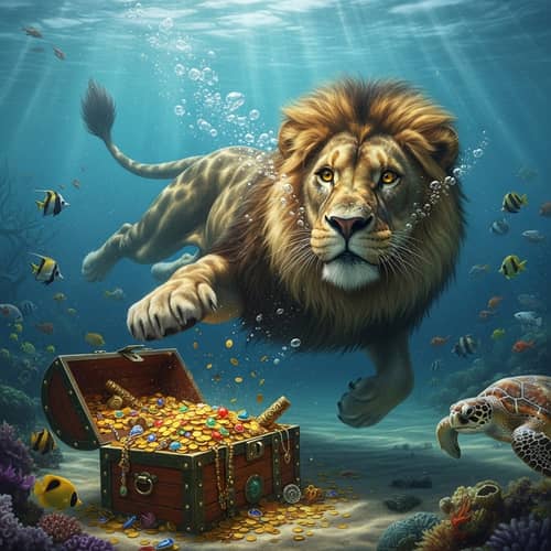Lion Discovers Treasure | Underwater Adventure