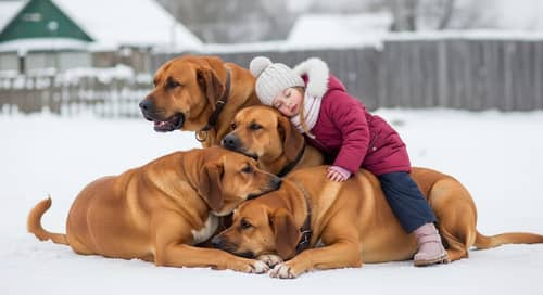 Ginger Dogs Protecting Little Girl in Snowy Village | Heartwarming Scene