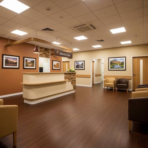 Cozy Earthy Beauty Clinic Reception in Hospital