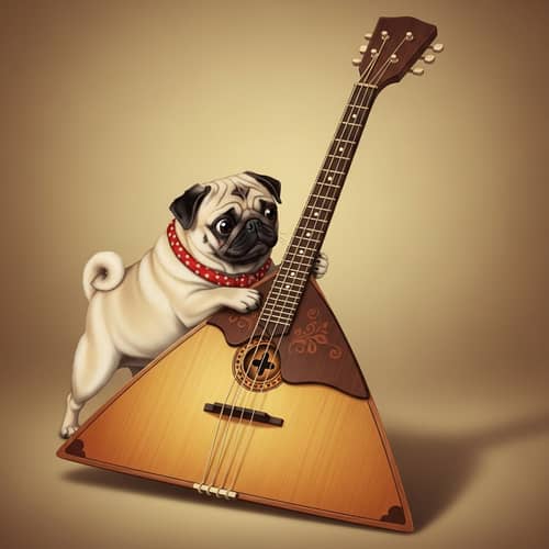 Playful Pug Engaged in Balalaika Game