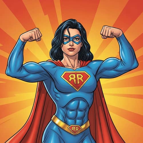 Hispanic Female Superhero | Mighty RR Emblem | Illustration