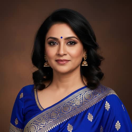 Elegant South Asian Woman in Royal Blue Sari | Beauty Queen Vibes