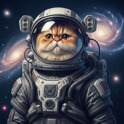 Fluffy Persian Cat in Detailed Space Suit | Astronaut Cat