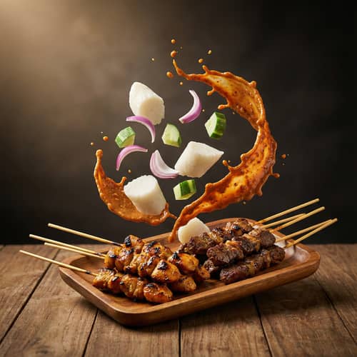Delicious Chicken & Beef Satay Platter Photography
