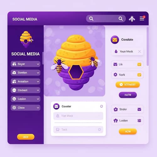 Purple & Yellow Social Media Interface | Bee Hive Theme