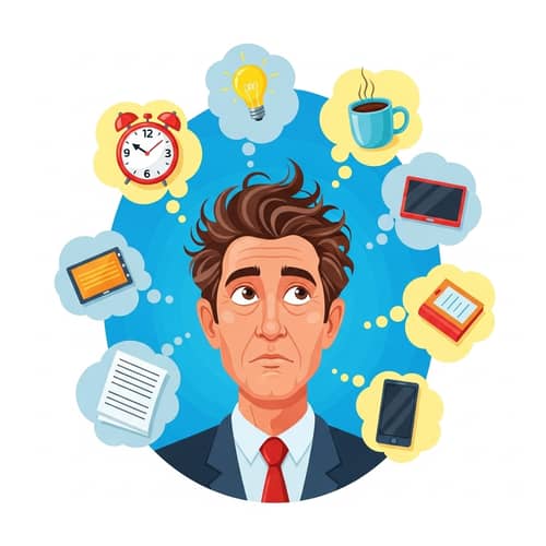 Vibrant Concept Illustration of Scatterbrained Hispanic Male