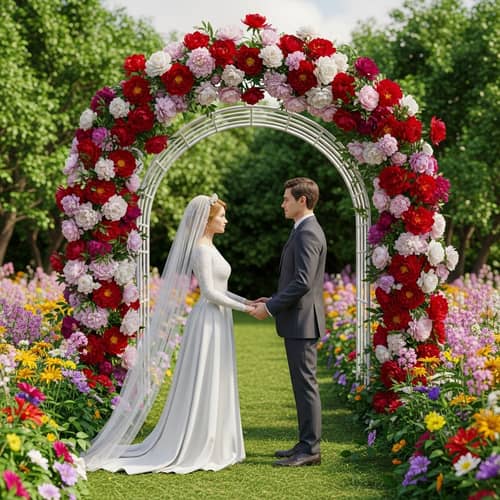 Captivating 3D Render of Romantic Wedding in Blossoming Garden