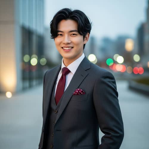 Charismatic Young Korean Man in Fashionable Suit