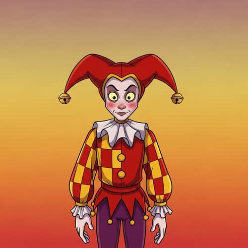 Mischievous Jester Cartoon - Staring Mascot Image