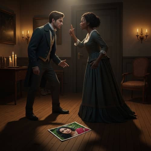 Dramatic Infidelity Scene: Tension, Mistrust, Regret
