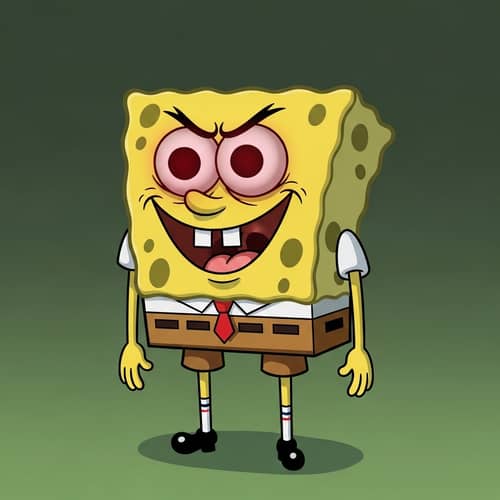 Sinister SpongeBob: Eerie & Mischievous Cartoon Character
