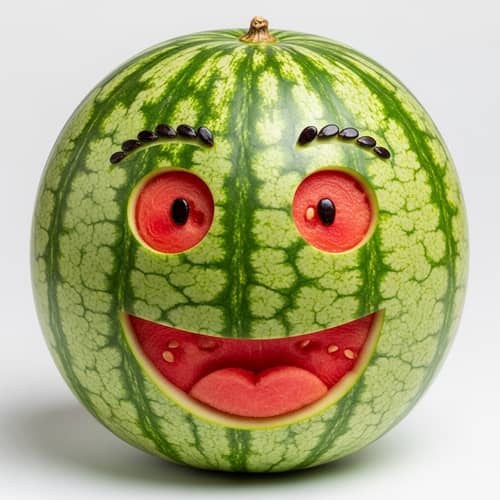 Cheerful Watermelon Face: Playful Fruit Art