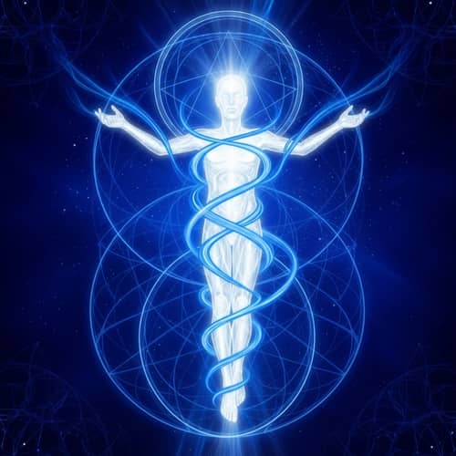 Ethereal Love: White Aura & Vibrant Blue Energy Art