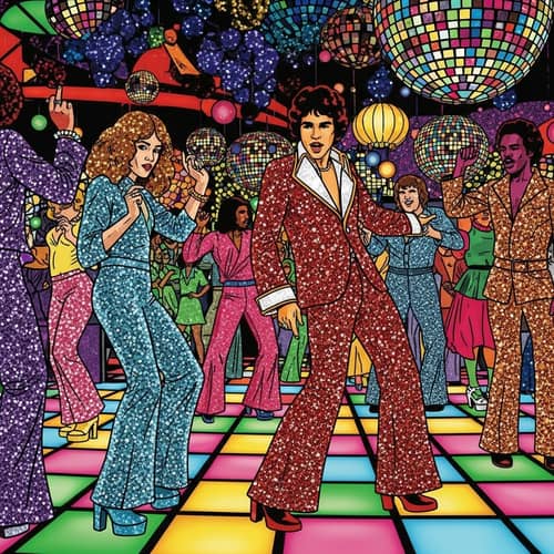 70s Disco Era Collage: Glitz, Glamour & Groovy Fashion