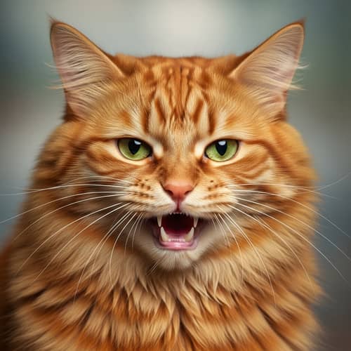 Intense Ginger Cat with Fiery-Orange Fur and Green Eyes