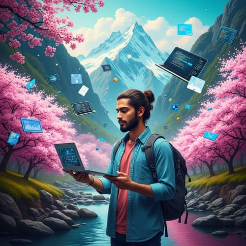 Futuristic Valley: Nature Meets Technology