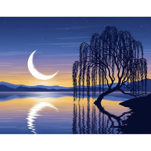 Soothing iPhone Wallpaper with Crescent Moon at Dusk