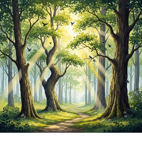 Serene Forest Watercolor Painting | Tranquil Nature Art