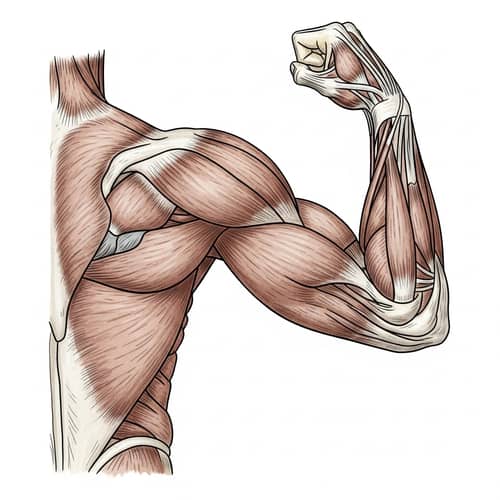 Anatomical Illustration of Human Arm Muscles - Emphasizing Triceps