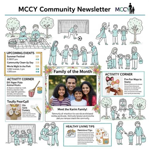 Colorful Family Newsletter for MCCY Community Organization