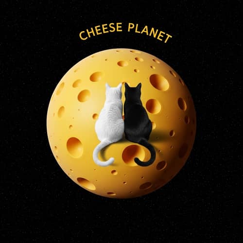 White and Black Cats on Swiss Cheese Planet