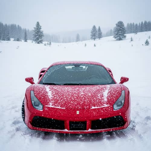 Ferrari en la nieve: Luxury in a Winter Wonderland