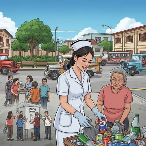 Filipino Student Nurse Promoting Good Governance Through Community Clean-Up