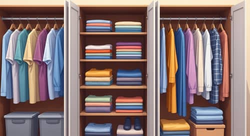 Neatly Organized Wardrobe Illustration - Clothing Folding Art
