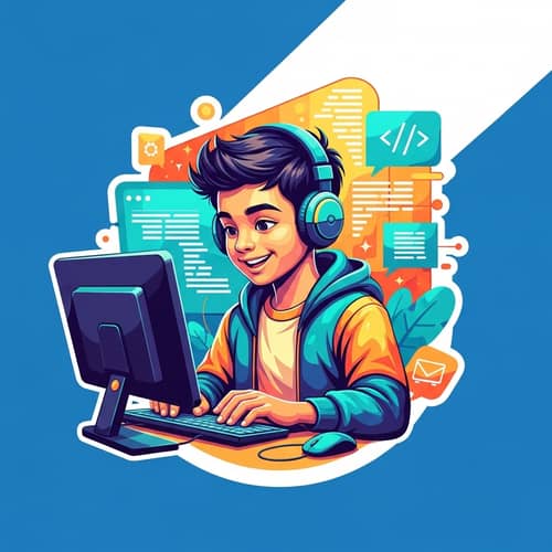 Vibrant Young Software Developer Logo - Abstract Digital Art Style