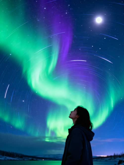 Stunning Model Under the Northern Lights Stunning Model Under the Northern Lights
