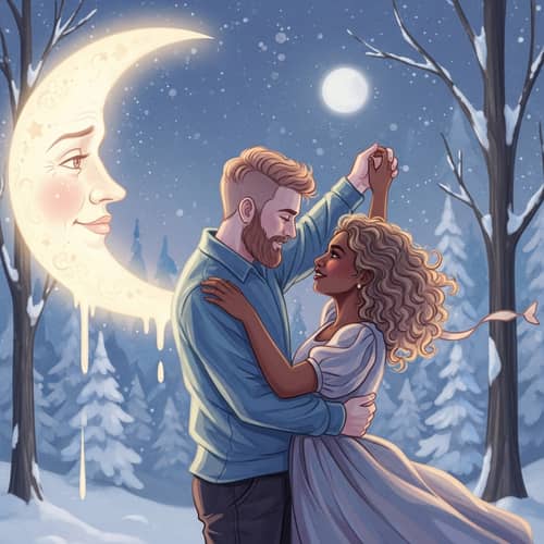 Enchanting Dance Under Moonlit Sky - Surrealist Art