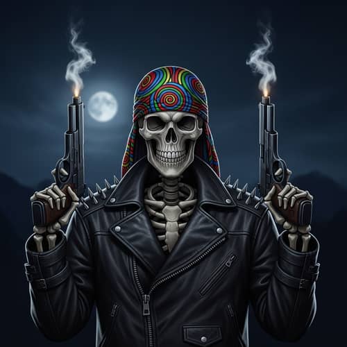 Cool Skeleton with Guns: Intriguing and Mysterious Character
