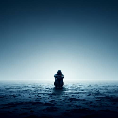 Abstract Loneliness Art: Solitude in Cool Blue Tones
