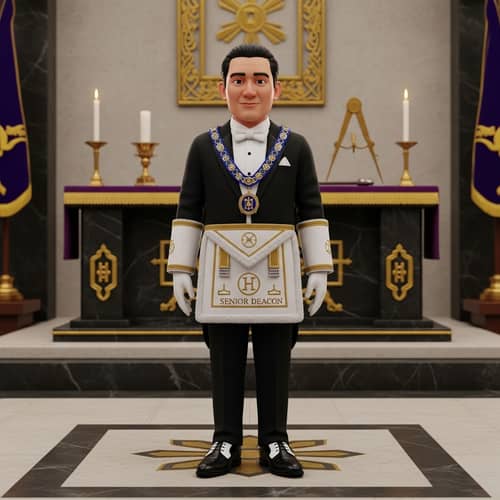 Filipino Senior Deacon in Tuxedo Suit & Apron on Masonic Altar