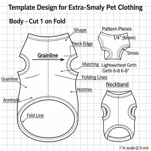 Printable Template Design for Pet Clothes | Extra Small Size