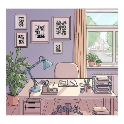 Calm Office Workspace with Soft Pastel Colors