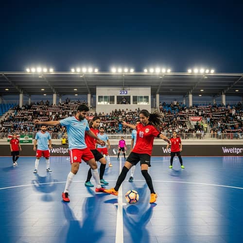 Futsal Stadium Soccer Football: Intense Match and Passionate Spectators
