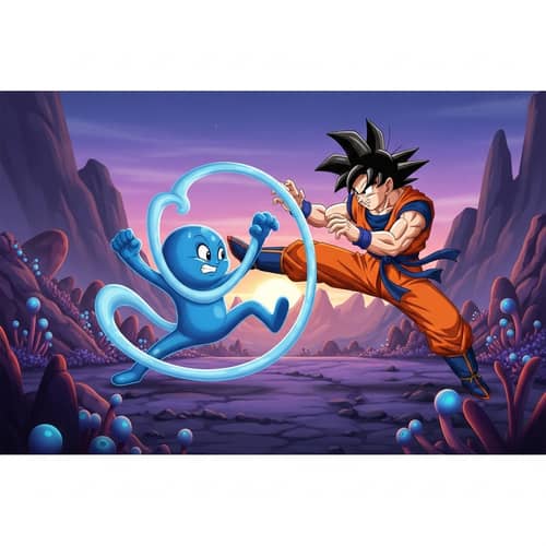 Epic Battle: Blue Cartoon vs Martial Arts Expert | Intense Showdown