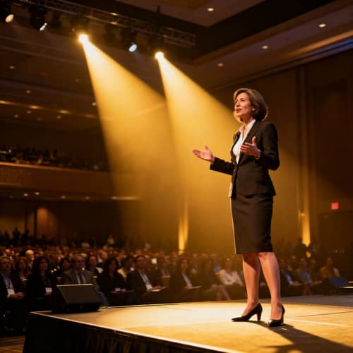 Dynamic Keynote Speaker Commanding the Stage