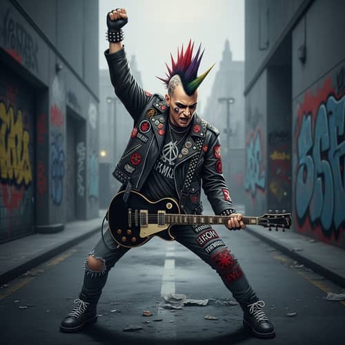 Punk Anarchist Guitarist Cover Art | Rebellion & Freedom