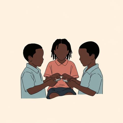 Abstract Art of Three Faceless Black People: Boys and Girl